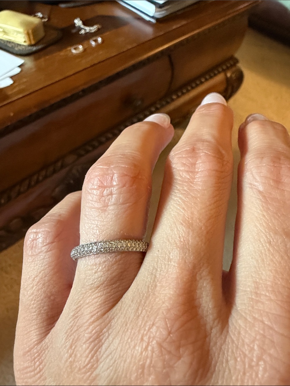 Micro Pave Diamond Platinum Ring
